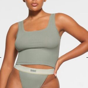 NWT Skims Cotton rib tank top new mineral green